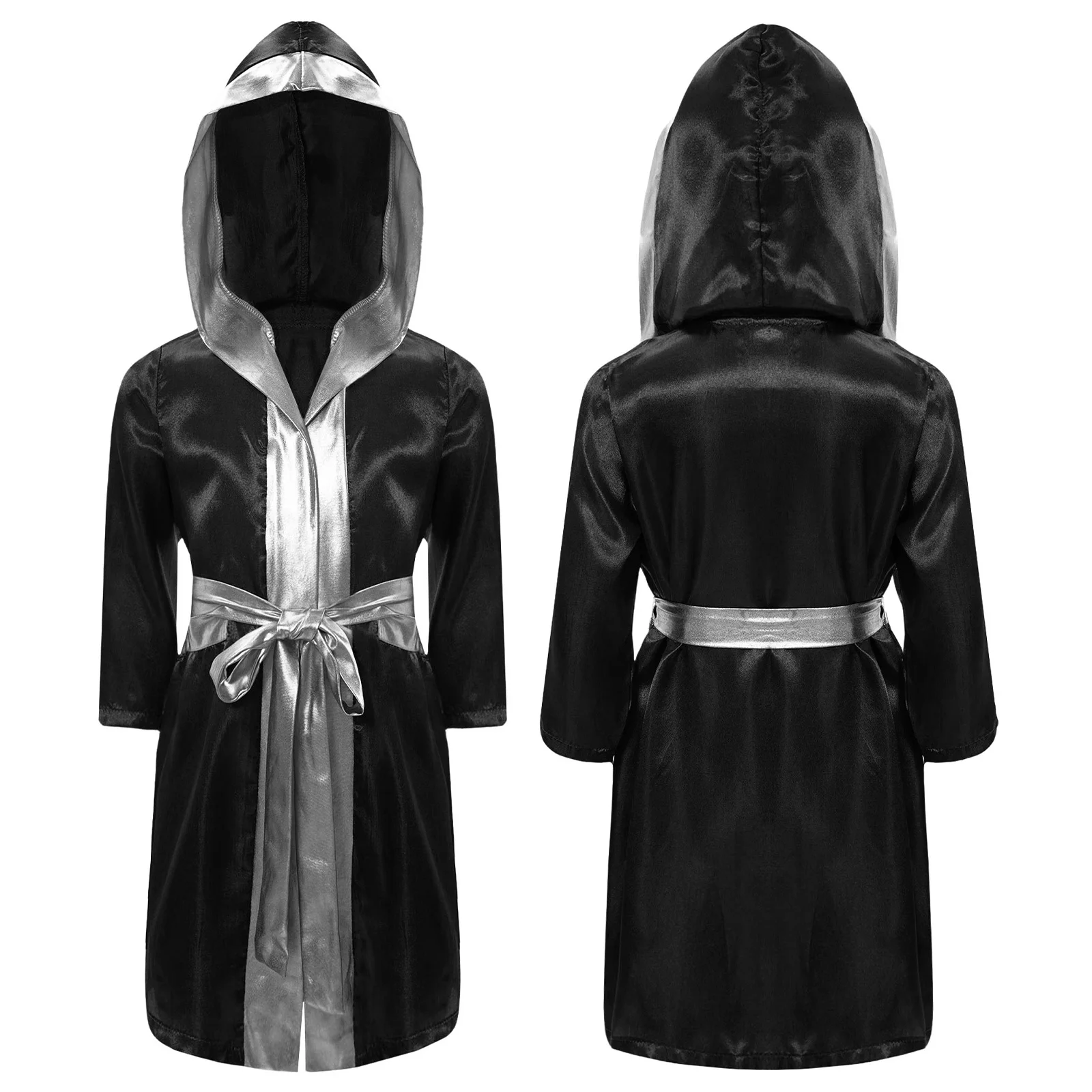 Kids Boys Boxing Hooded Robe Halloween Party Boxer Cosplay Costume