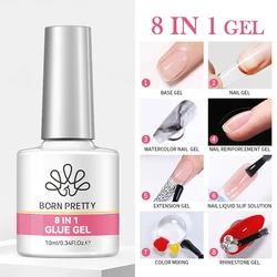 BORN PRETTY Nail Enhancement Gel Set - 10ml Base, Top Coat & Reinforcement Gel (8IN1 Nail Glue 02)