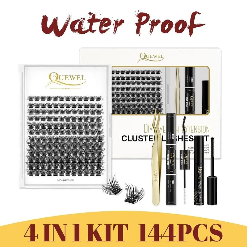 

DIY Eyelashes Extensions Kit, 144Pcs Clusters Eyelash Hybrid Lashes with Bond and Seal with Glue Remover For Beginner D