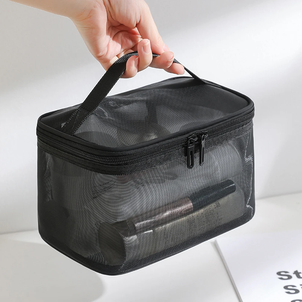 Double Layer Mesh Makeup Organizer Female Toiletry Bag Make Up Case Storage Pouch, Cosmetic Bag, Organizer Bag for Travel Zip