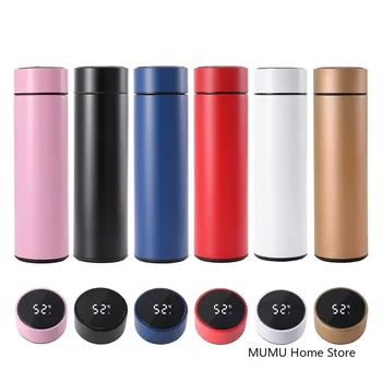 Bouteille Thermos intelligente à température de 500ML, tasse isolée en acier inoxydable, flacon sous vide Portable garde le froid et la chaleur, tasse thermique 1