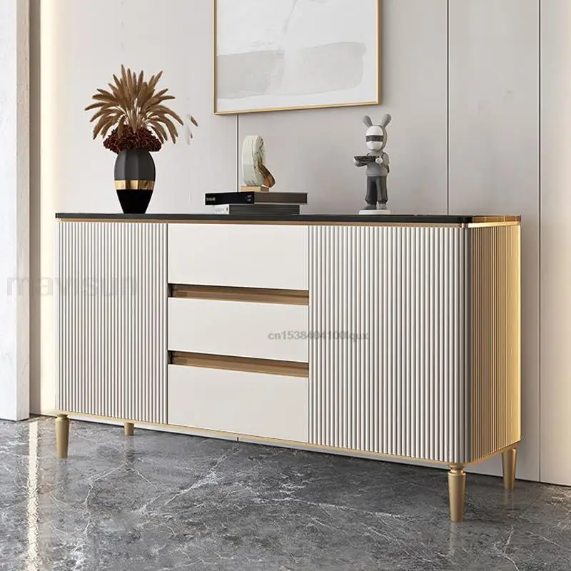 Modern Entrance Hall Sideboards With Large Capacity Dinning Room Furniture Golden Lines Storage Of Kitchen Cabinets In White