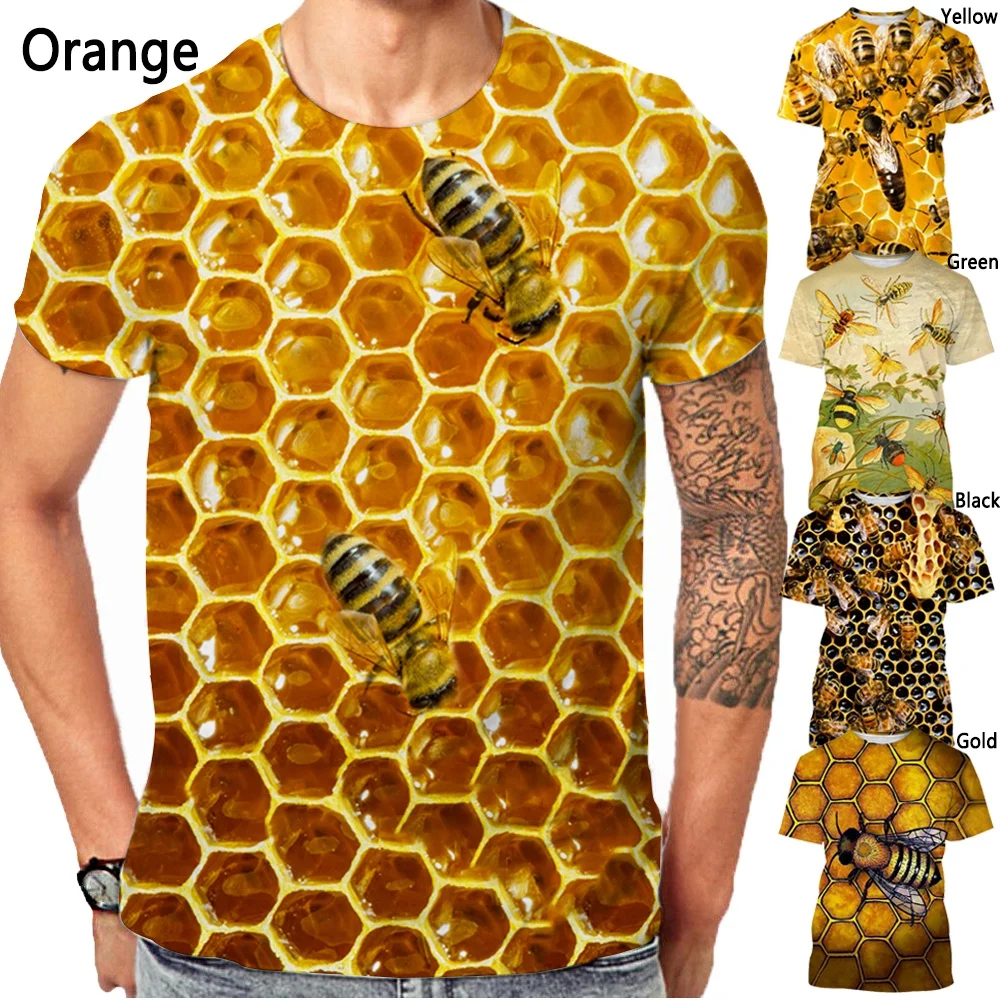 

Summer Fashion Casual Short-sleeved Animal Honey Bee 3D T-shirt Men's and Women's Print T-shirt