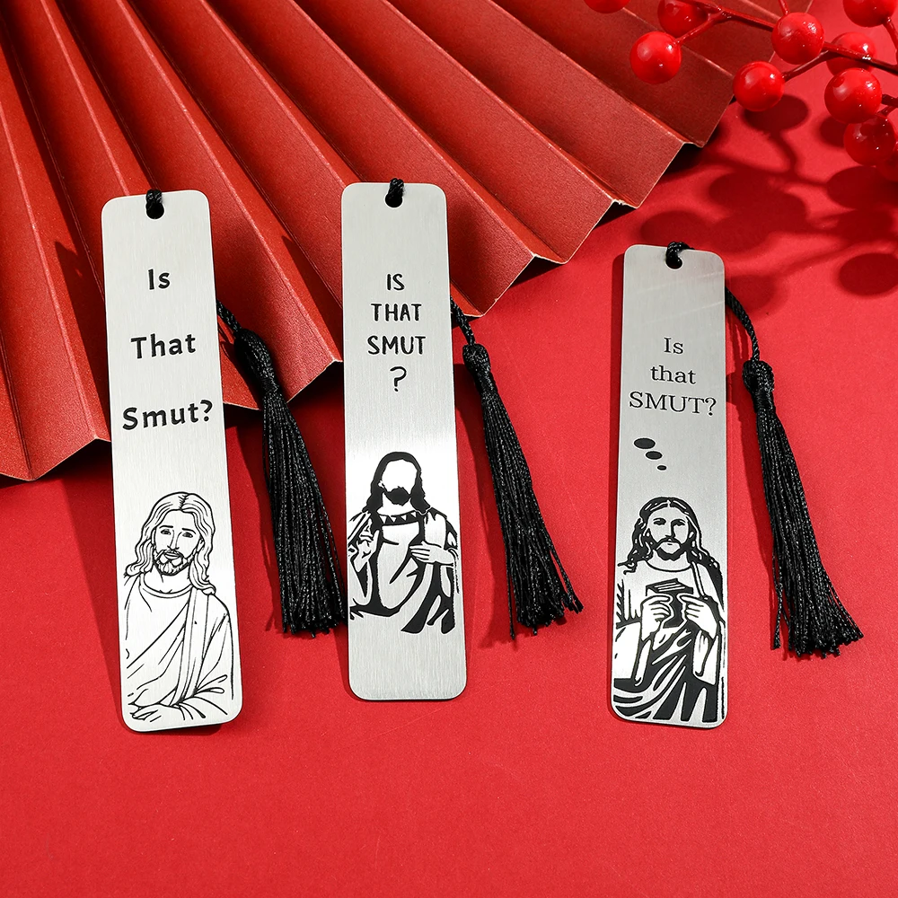Funny Metal Bookmark With Tassel Pendant Book Lover Humor Peeking Jesus Book Marker For Page Books Readers Bookmark Gift metal bookmark bookmark page holder bookmarks stationery supplies