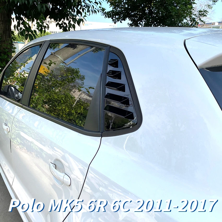 Per Volkswagen Polo Mk5 6R 6C 2011-2017 Nero Lucido Finestrino Posteriore Laterale Vent Shutter Feritoia Trim Cover Body Kit Tuning