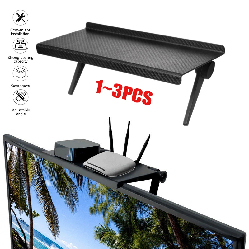 TV Rack Storage Rack Adjustable Computer Monitor Desktop Display Stand TV Screen Top Shelf Rack Holder Home Organizer