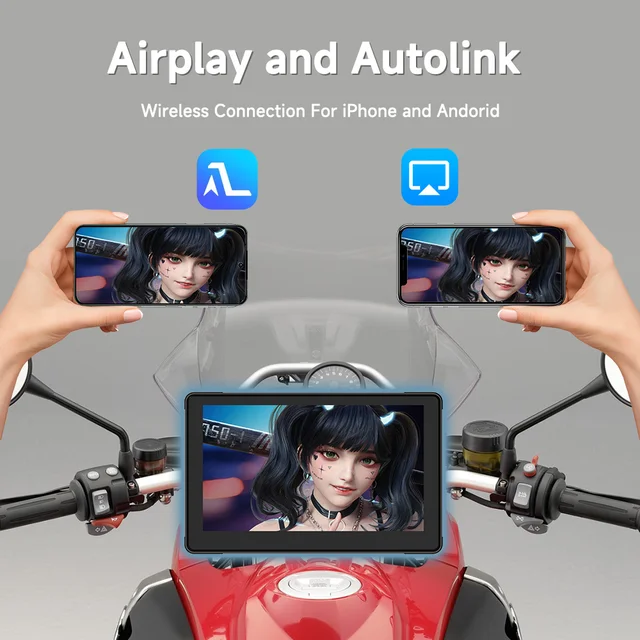 JIUYIN 7inch Motorcycle Portable Navigation GPS Screen IPX7 Waterproof Display Bluetooth Wireless Apple Carplay Android Car - Image 3