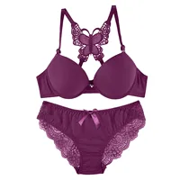 Women Front Button Butterfly Back Bra Set Detachable Double Shoulder Strap Traditional Bra Sexy Lace Bra Set For Women