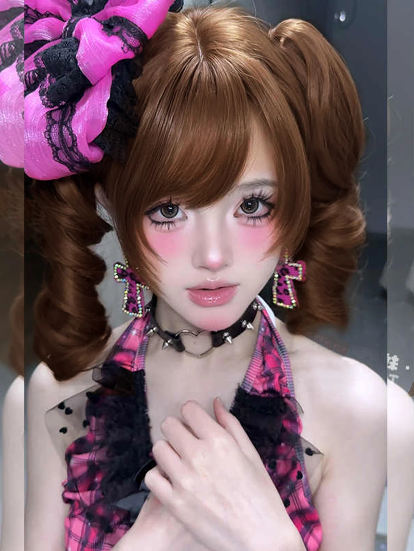 Synthetic Blonde Bob Wig for Women with Curly Ponytail