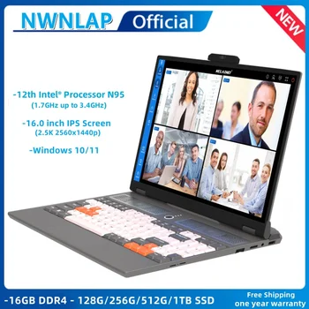 휴대용 기계식 키보드 노트북, 16.0 인치 IPS, 2.5K, 2560*1440, 저렴한 인텔 N95 RAM, 16G SSD, 128G, 256G, 512G, 1TB 터치 ID