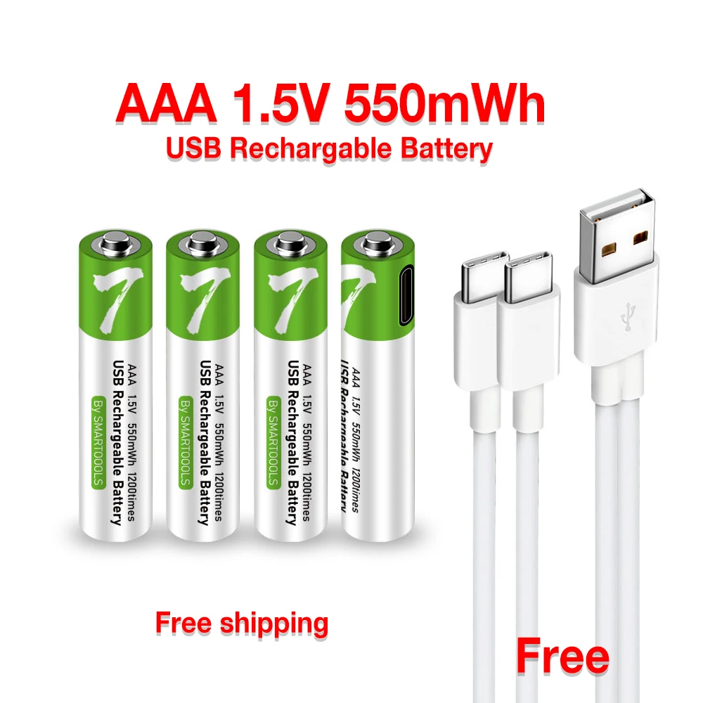 

USB AA Rechargeable Batteries 1.5V 2600MWh Li-ion Battery For Remote Control Mouse Electric Toy Battery