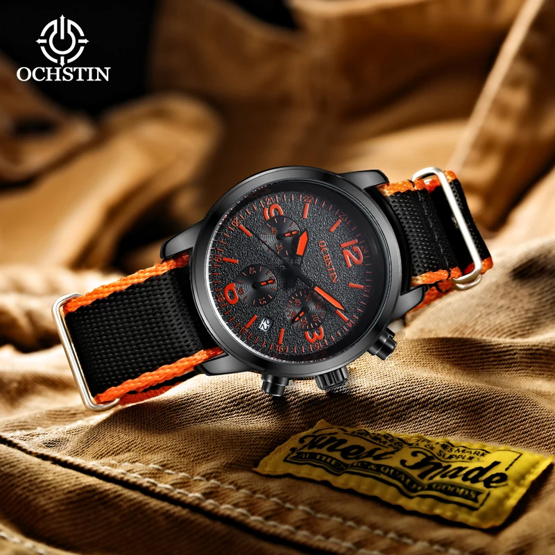 OCHSTIN2024 Creative Nylon Series Business Light Luxury Style Multi functional Quartz Movement Watch Men's Quartz Watch