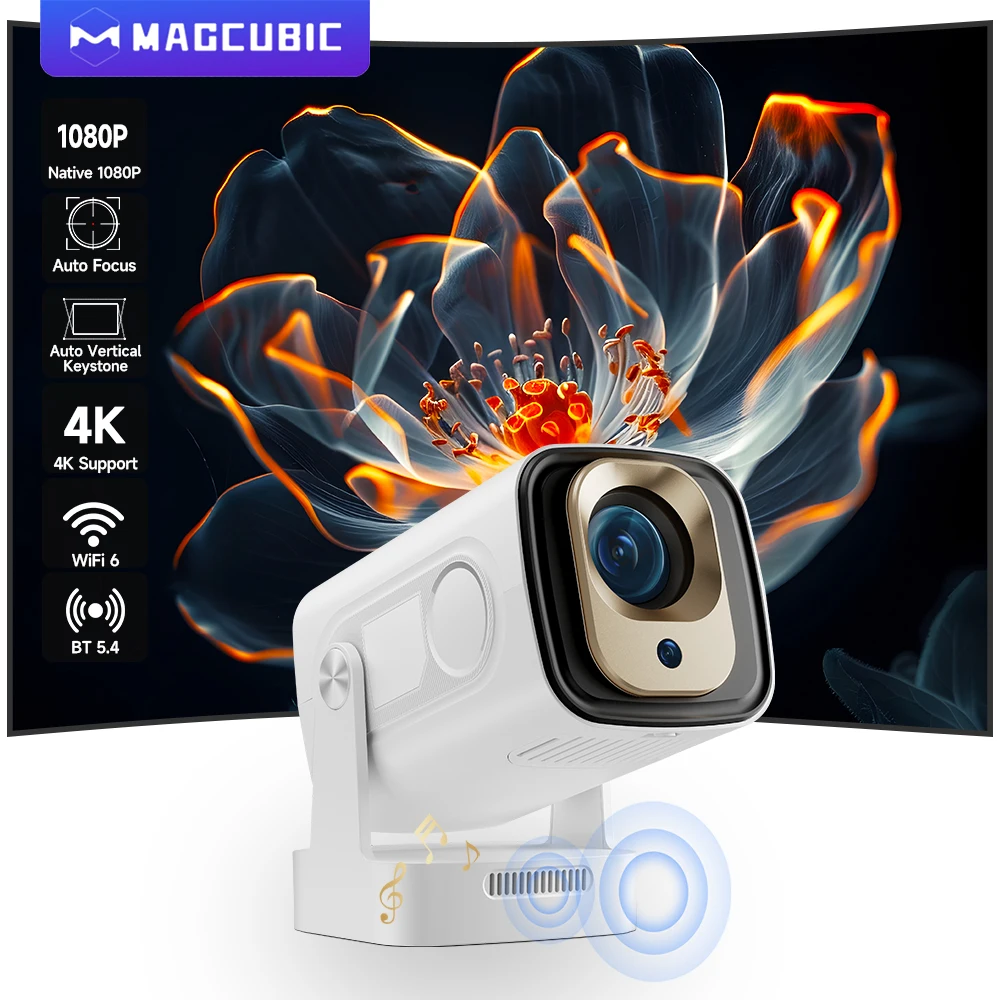 Projector Magcubic Auto Focus 330 ANSI HY310 4K Supported 1080P Android 11 WiFi6 BT5.4 Air Mouse Voice Control Portable Home