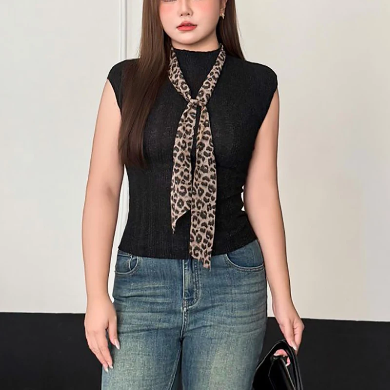 Fashion Plus Size Women's Tops Premium Mock Neck Bright Silk Wool Knitted Sweater French Hot Girl Modern And Elegant Tees 9228