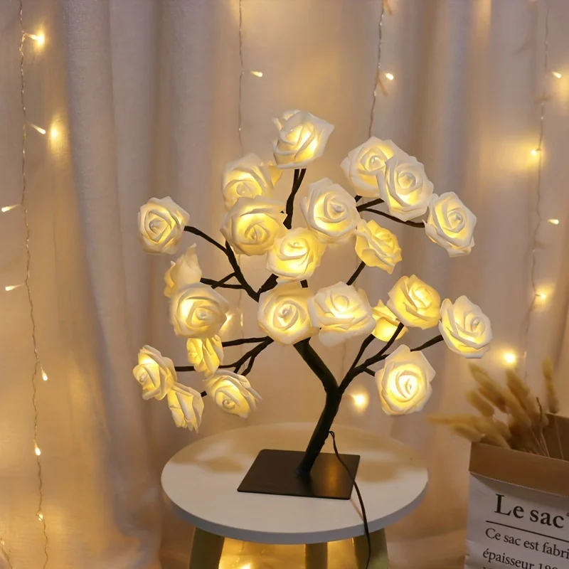 USB LED Rose Tree Lamp – Warm White Romantic Table Light 4