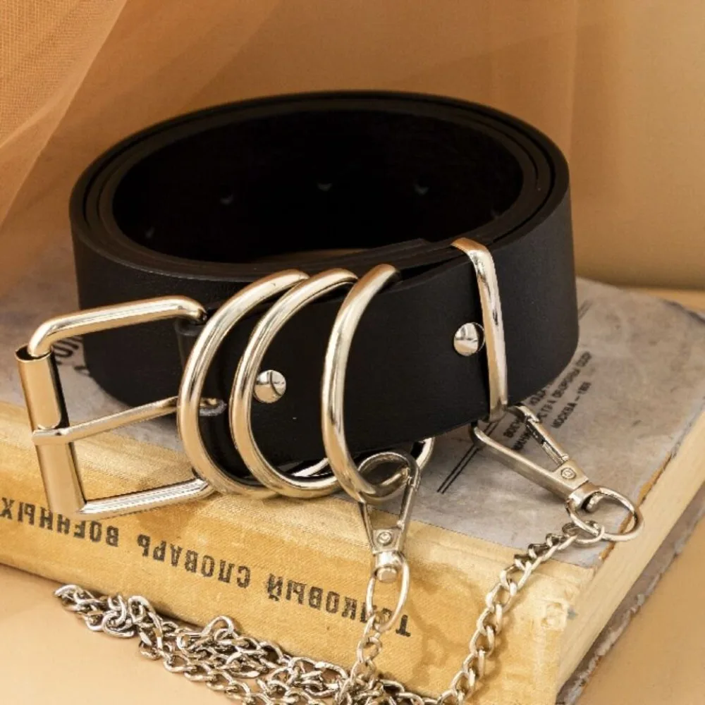 

Korean Style Waist Belt Fashion PU Leather Punk Waistband Belt Hanging Chain