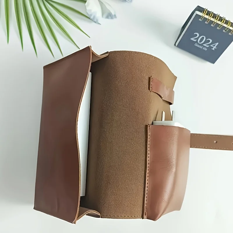 1pc PU Leather Multi-Compartment Organizer-Portable Tech School Accessories Case for Cables,Chargers,Pens-Durable Travel Storage