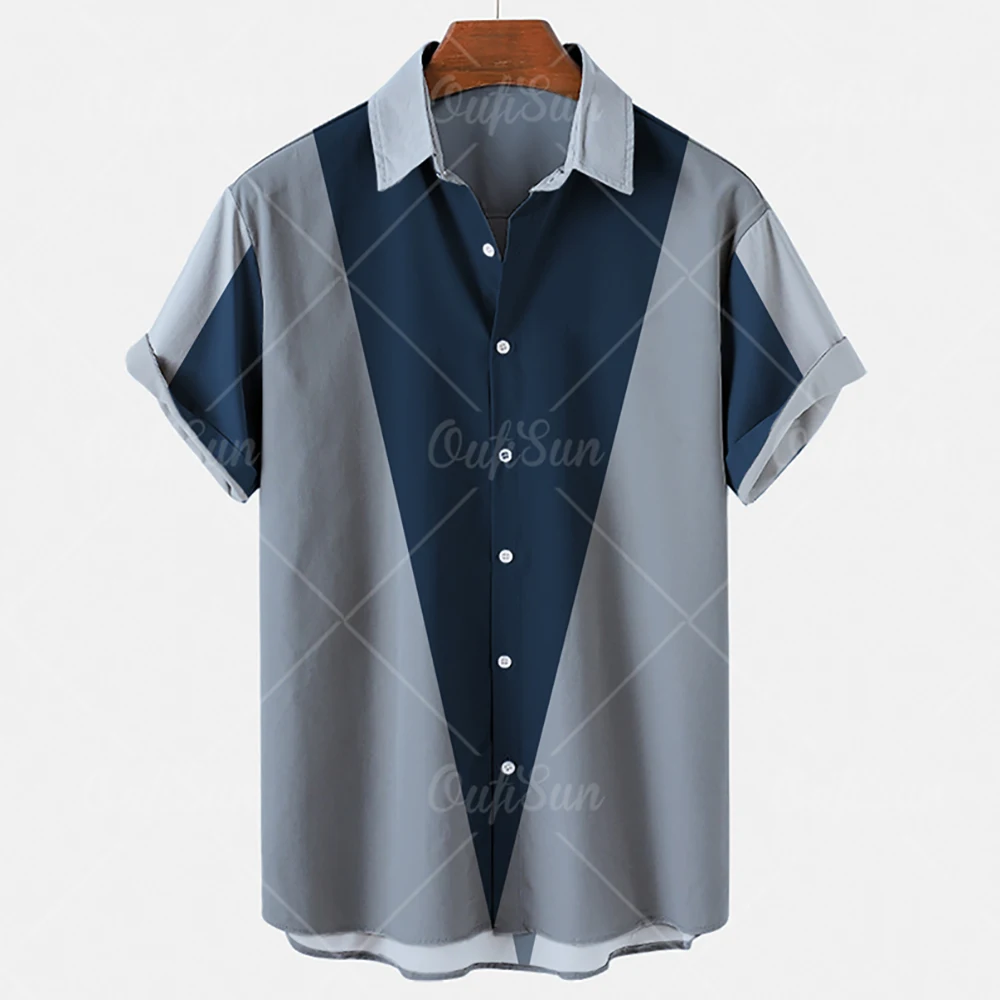 Men'S Casual Shirt Plaid Stripes Print Summer Short Sleeve Fashion Street Hawaiian  Beach Party Top Dazn Oversized 3