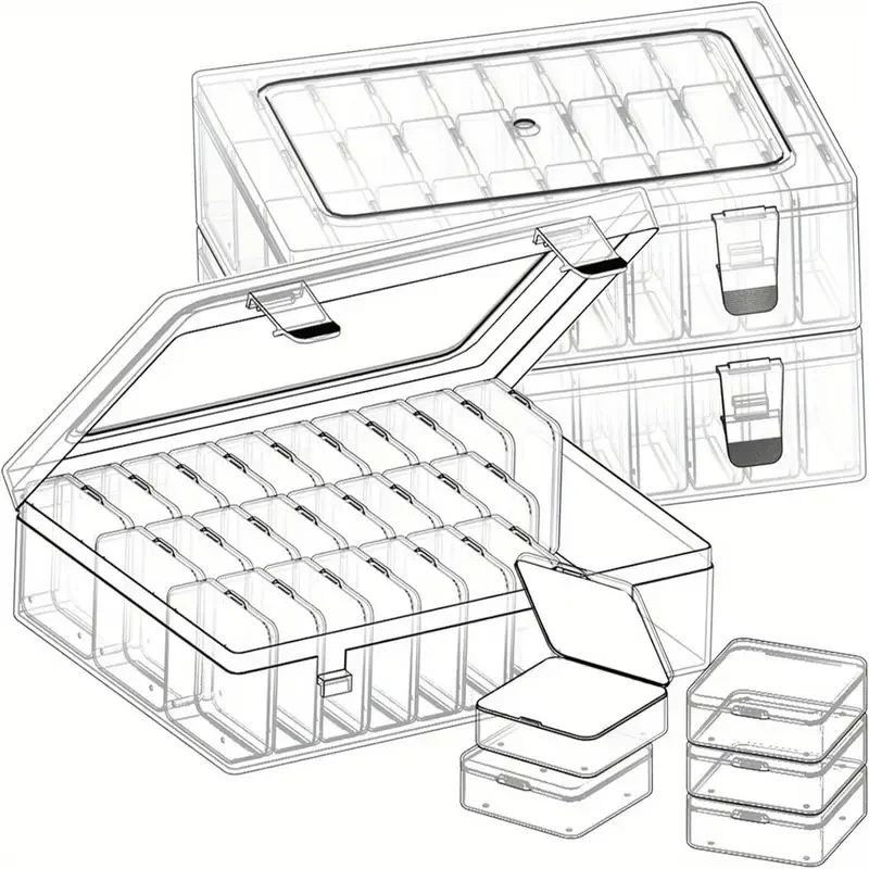 3 sets 2 sets 1 set 30 grid bead organizer plastic mini transparent storage box rectangular box hinged lid