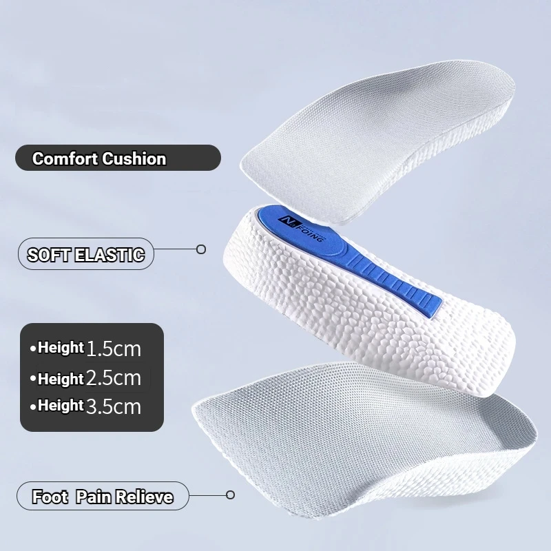 Memory Foam Height Increase Insoles for Men Women Shoes Flat Feet Arch Support Orthopedic Insoles Sneakers Heel Lift Shoe Pads images - 6