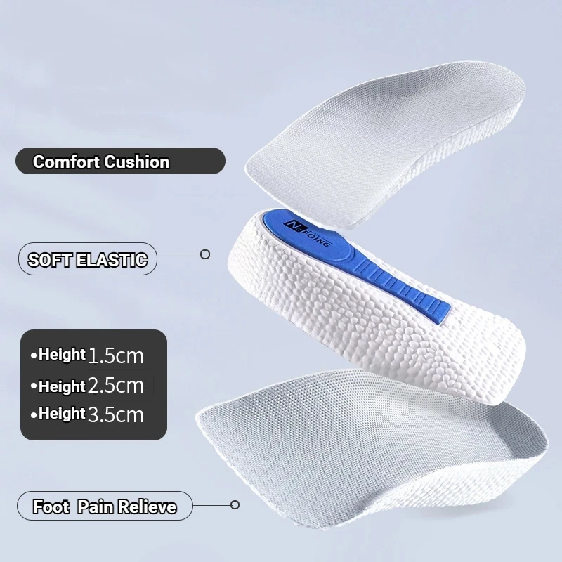 Memory Foam Height Increase Insoles for Men Women Shoes Flat Feet Arch Support Orthopedic Insoles Sneakers Heel Lift Shoe Pads 6