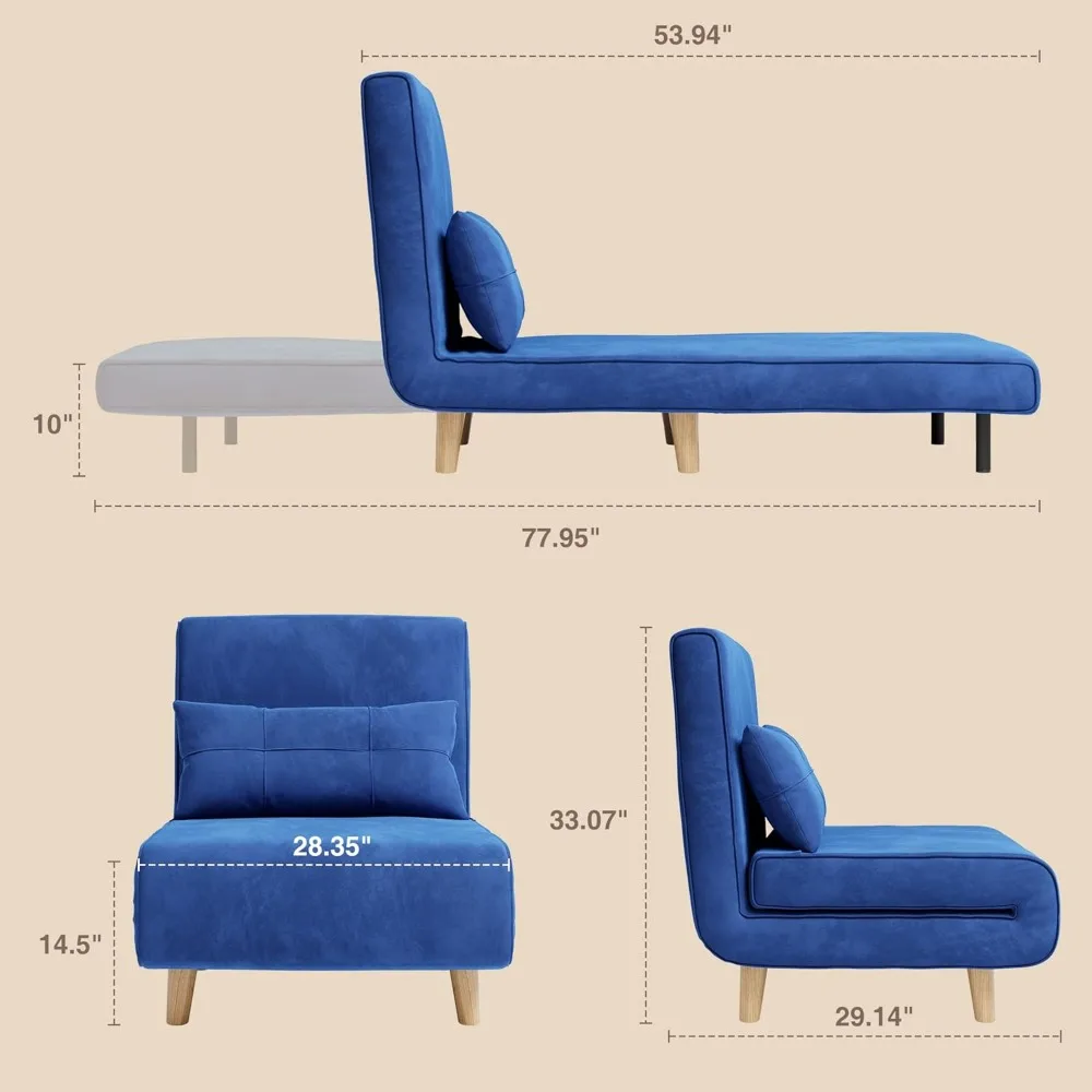 Convertible Velvet Futon Chair Bed 3