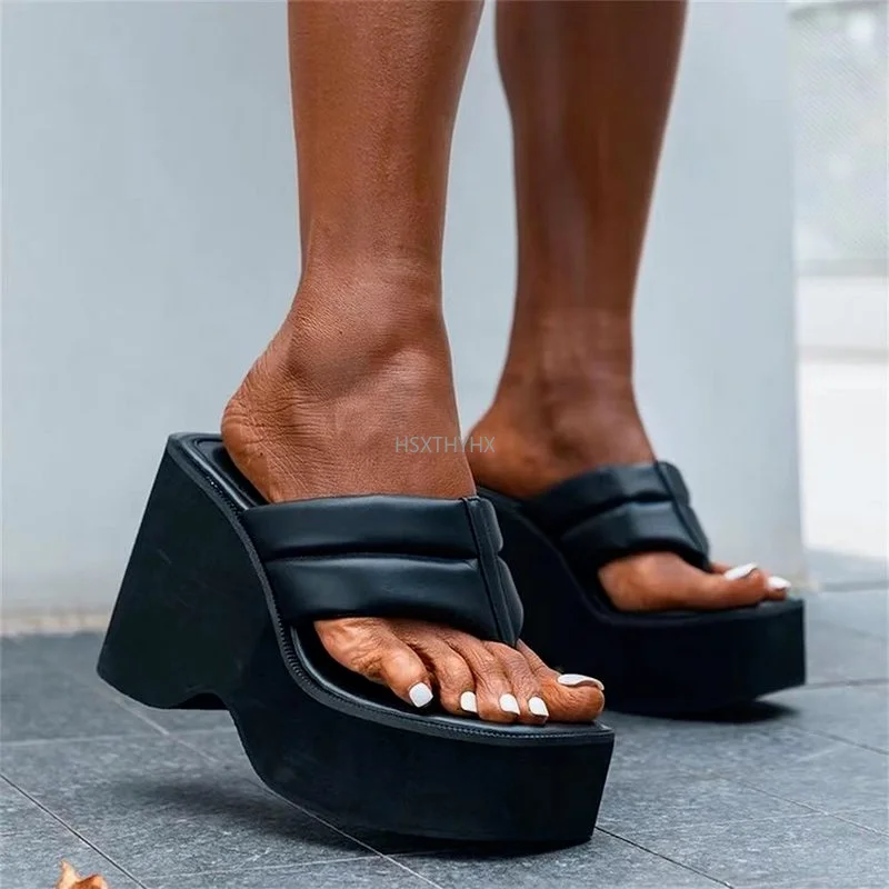 

Summer 2022 Beach Ladies Platform Flip-flops High Heels Slippers Ladies Platform Slippers Sandals Zapatos De Mujer Size 35-43