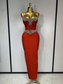Women Bodycon Bandage Dress Wedding Sexy Backless Luxury Rhinestone Clothes Nightclub Evning Party Birthday Maxi Long Dresses 1