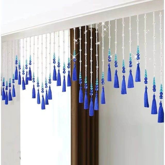 25 Strings Arched Crystal Curtain Butterfly Beaded Doorway Curtains Fringe  Decor