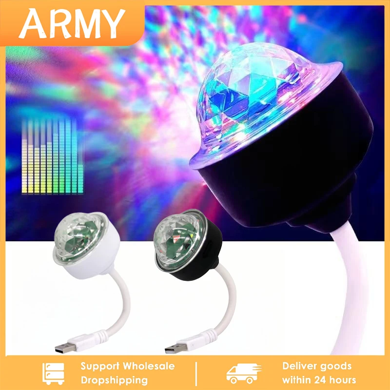 자동 회전 LED 프로젝터 라이트 미니 디스코 볼 조명, 멀티 컬러 파티 룸 장식, 레이저 램프, USB 자동차 DJ 무대 조명