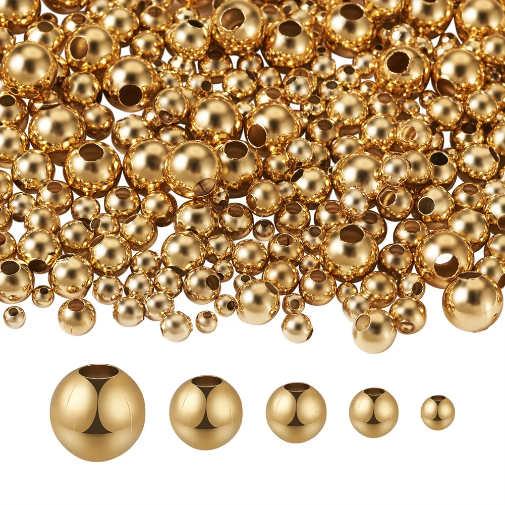 

Pandahall 1 Box Round Stainless Steel Beads Gold Color Plated Metal Spacer Beads For Necklace Bracelet Earring Jewelry Making
