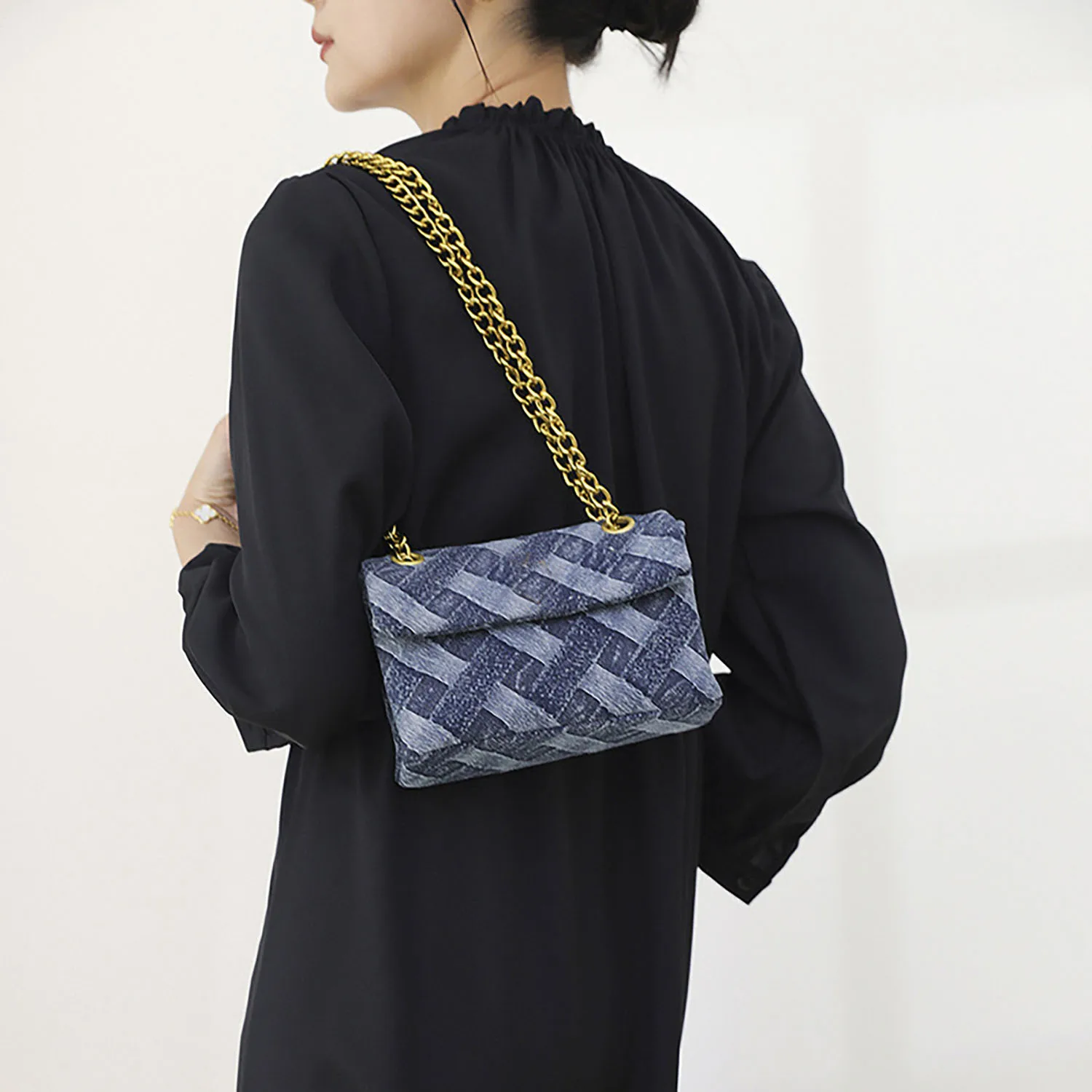 Women's K-G Shoulder Bag For High Quality Braided Denim Chain Crossbody Bag Designer Luxury Handbag Brand Ladies