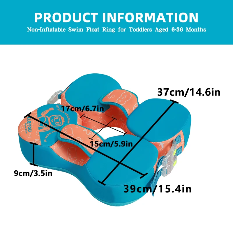 Baby Swimming Pool Floats Non-inflatable Underarm Buoyancy Ring with Safet Buckles 2