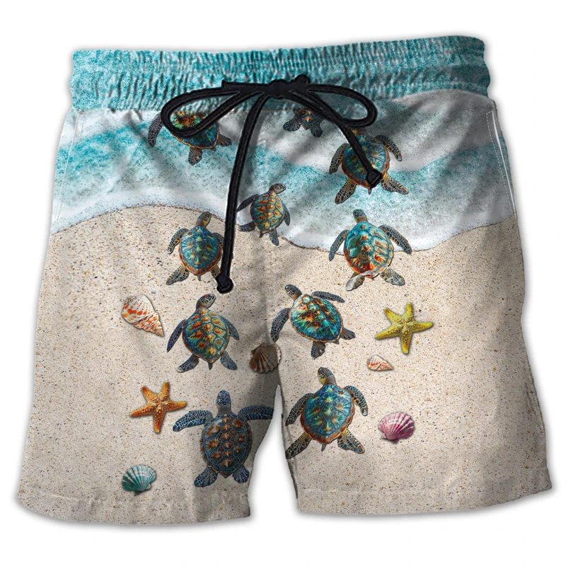 Animal Turtle 3D Printed Short Pants For Men Clothes Casual Hawaiian Sea Animal Beach Shorts Loggerheads Trunks Kids Trousers 5