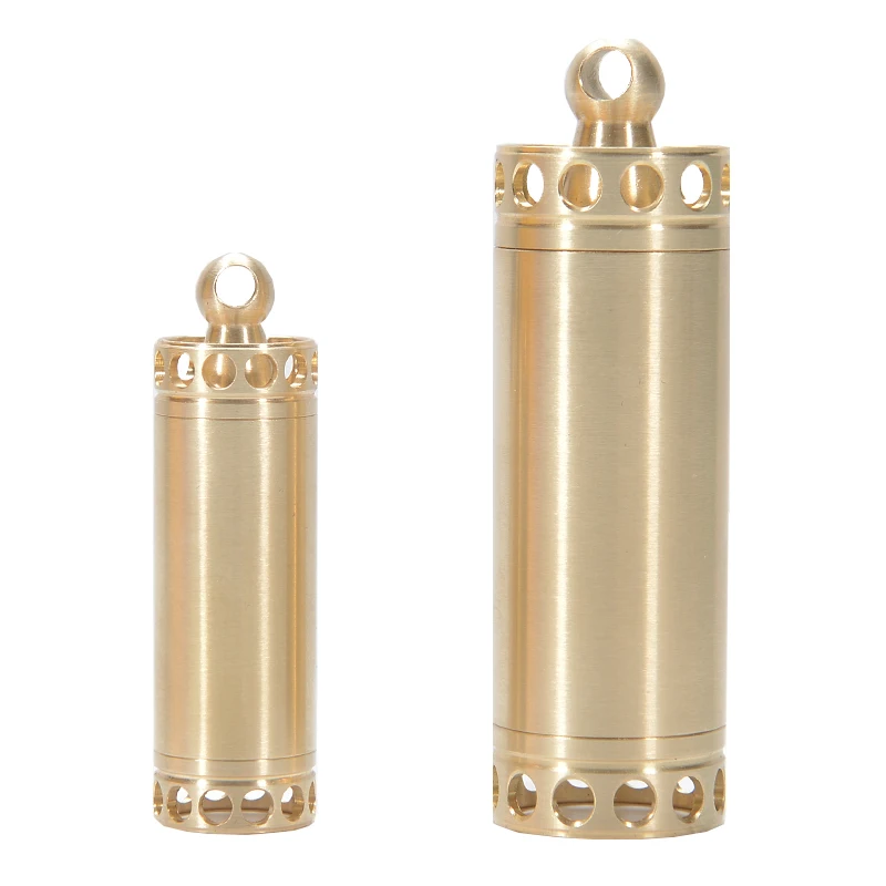 

CNC Brass Mini Sealed Pill Box Waterproof Bottle Keychain Pendant Camping Survival Bottle EDC Tools Equipment