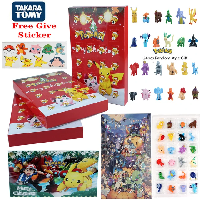 Calendrier de l'Avent de Noël Pokémon pour Enfants, Boîte Cadeau, Figurines  Anime Pikachu, Jouets Kawaii