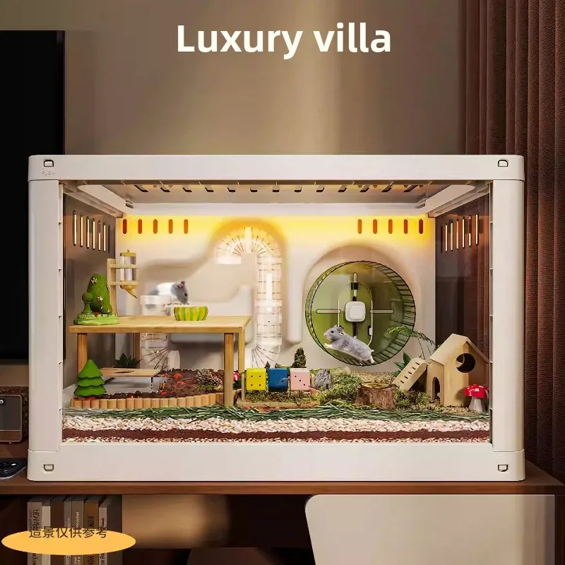 View of Large Luxury Hamster Cage Transparent Villa Habitat Mouse Breeding Tank ...