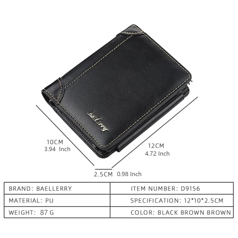 PU Leather Men Wallets Zipper Short