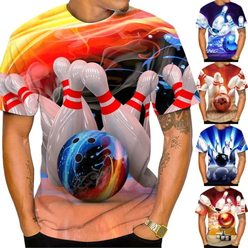 Summer Fashion Bowling Pattern 3D Printing T Shirt Funny Casual Men's and Women's Short Sleeved T-shirts