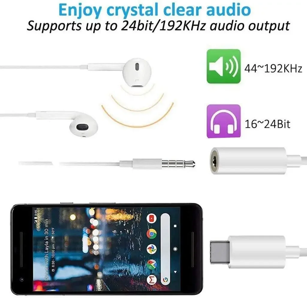 Universal Type-C to 3.5mm Audio Adapter - Premium USB-C to Headphone Aux Cable
