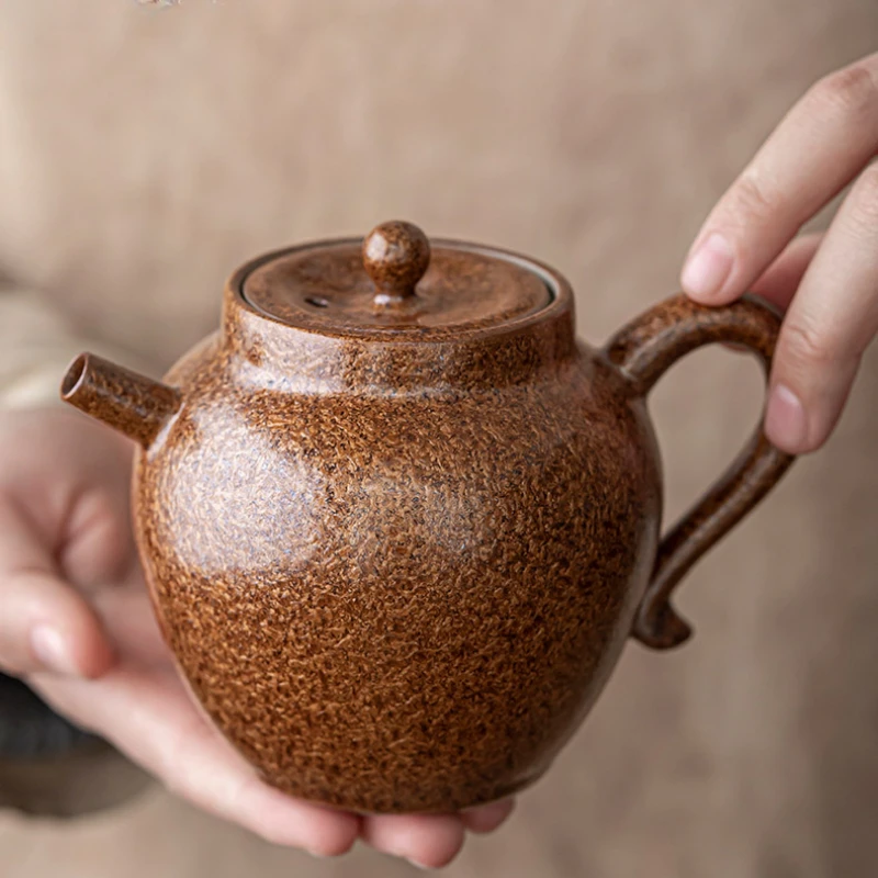 Teapot single pot to make Household ceramic retro handmade high-end tea set Tea room meeting guest Kung Fu tea setutensils