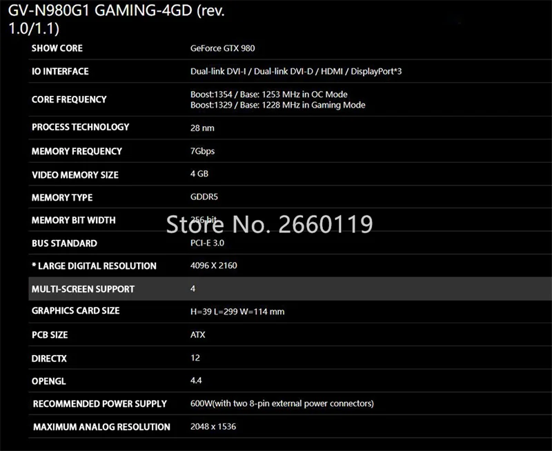 GTX 980 4GB GV-N980G1 GAMING-4GD For Gigabyte Rev.1.0/Rev.1.1 GDDR5 256 Bit PCI-E 3.0 ATX Video Card High Quality Fast Ship video card for pc