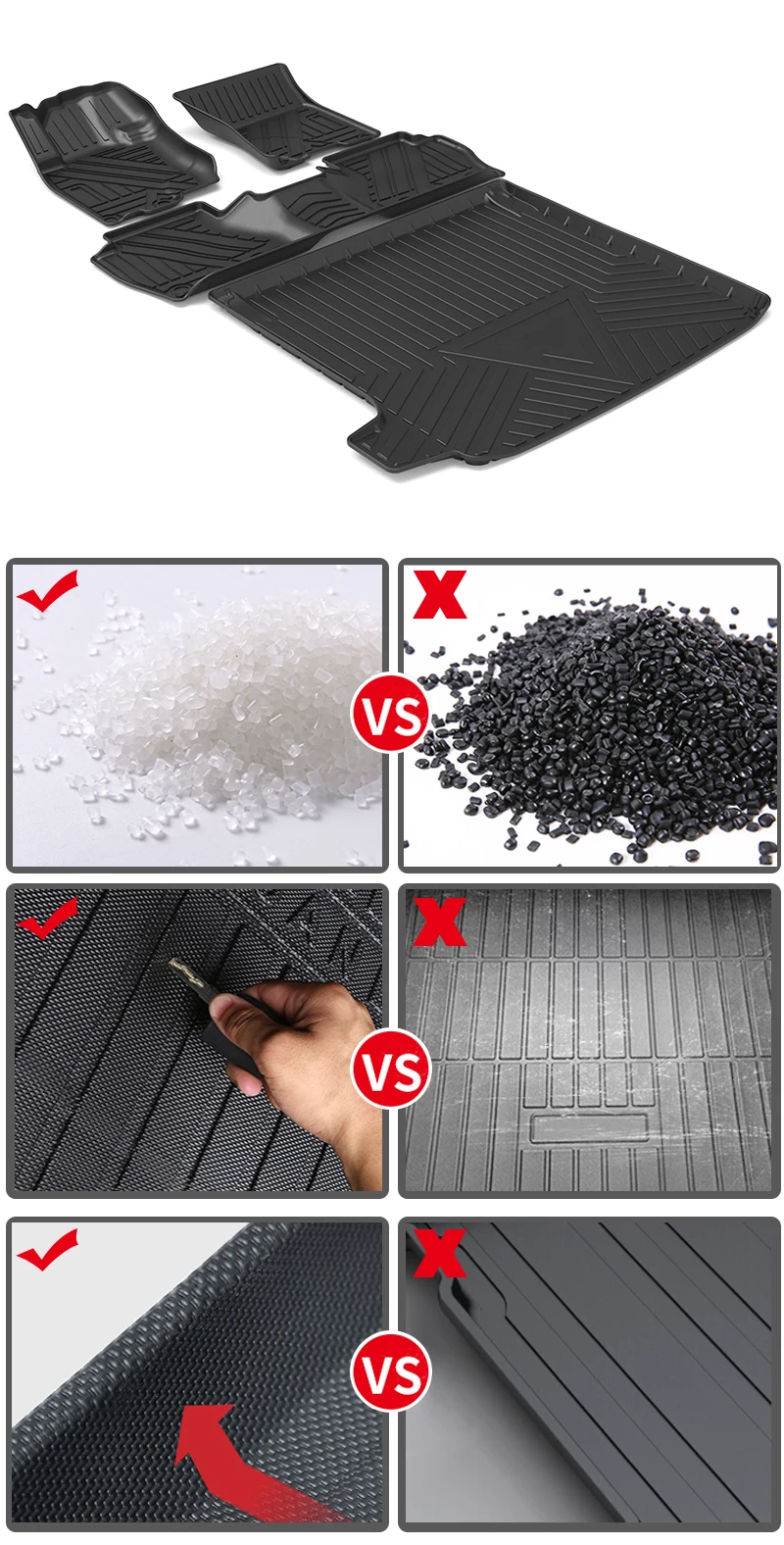 All weather tpe rubber car floor mat floor carpet waterproof floor liners  mats for Nissan Pathfinder Terra 7 seat