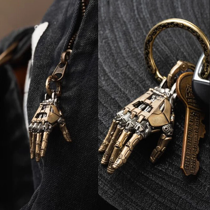 Robot Hand With Movable Fingers Mechanical Bionic Hand Pendant Car Interior Hanging Ornament EDC Charm Display Decoration