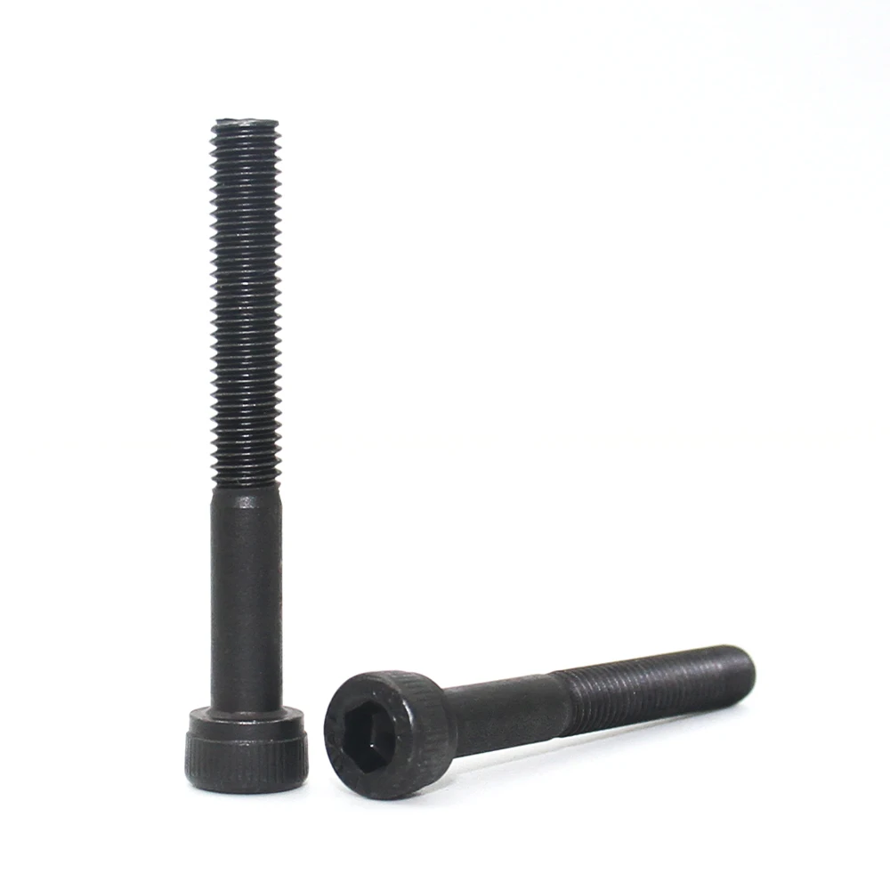1/2/5pcs M3 M4 M5 M6 M8 M10 M12 Black Grade 12.9 Steel Lengthened Long Allen Hexagon Hex Socket Cap Head Screw Bolt Half Thread