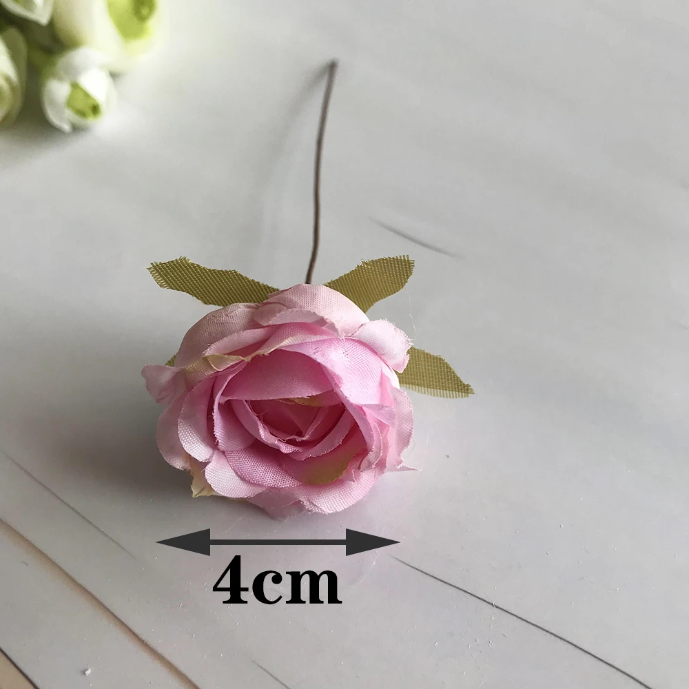 Description Picture 4 of itemEuropean-style retro rayon tea roses 6 small flower buds bouquet wedding home retro fake flower party DIY decoration
