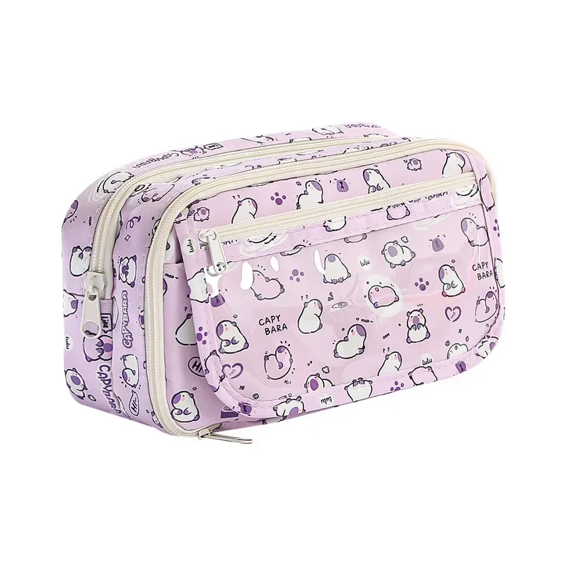 Cute Capybara Pencil Case for Student Cartoon Anime Cat Paw Creative Pencil Bag High Capacity Stationery Storage Bag pencil cases pen storage bag