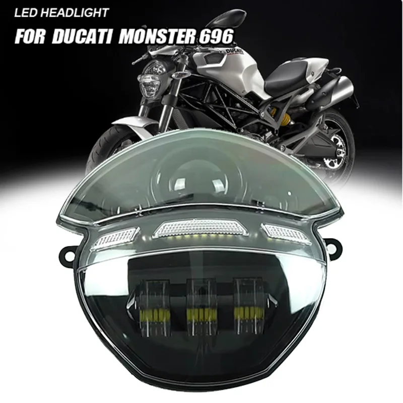 

Передняя фара для Ducati Monster 696, 695, 795, 796, 1100S, M1000, передняя фара для мотоцикла, Детская фара в сборе, 1100 Вт