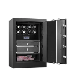 Wood Watch Winder For Automatic Watches Storage Box Anti-theft Jewelry Cash Antique Painting Safe Box With Fingerprint Lock