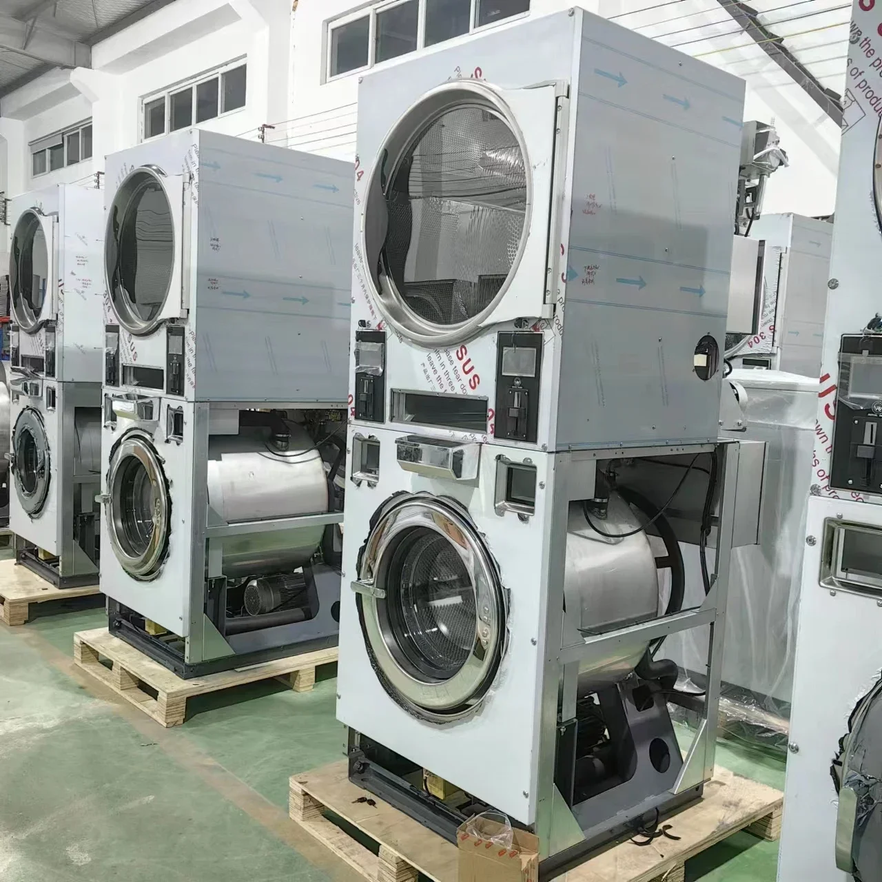 Commercial Laundry Dryer, 12/16kg, Fully Automatic Ultrasonic Cleaning, Stackable Touch Screen, Stainless Steel, Laundry Room 6
